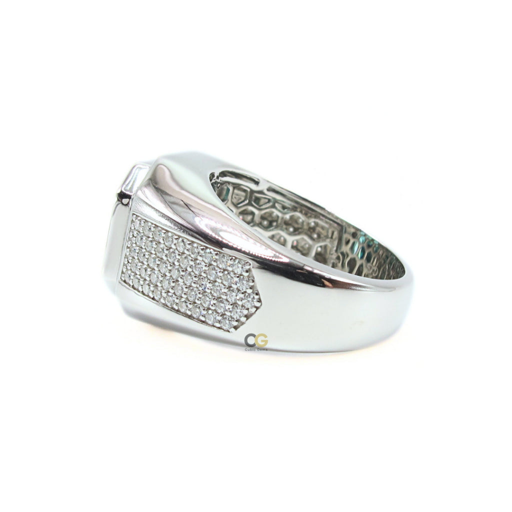 CG Premium Radiant Cut Paraiba Cubic Zirconia Micro Setting Moissanite Silver Mens Ring Cincin