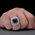 CG Premium Lab Grown Sapphire Men's Ring  | Moissanite | Asscher Cut | 925 Silver Statement Ring