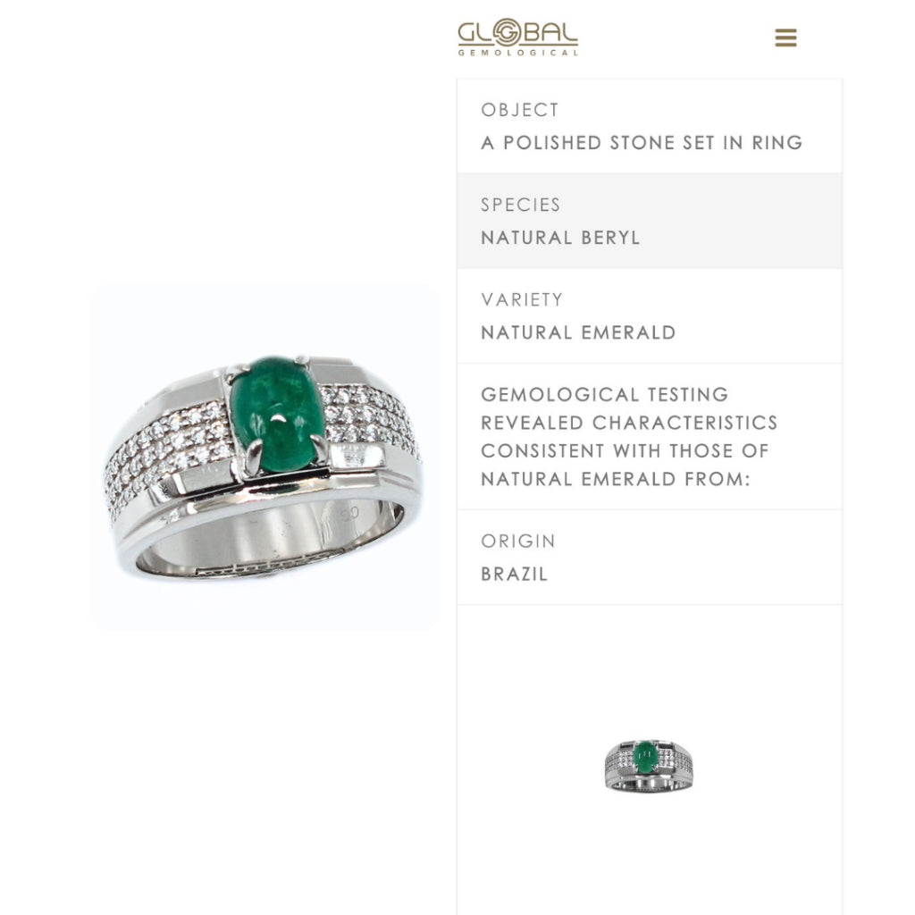 CG Natural Emerald Oval Cabochon Ring (Certified)
