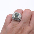 CG | Premium Asscher Cut Moissanite 5 carat Men’s Ring | VVS Grade | Luxury Micro Pavé Setting