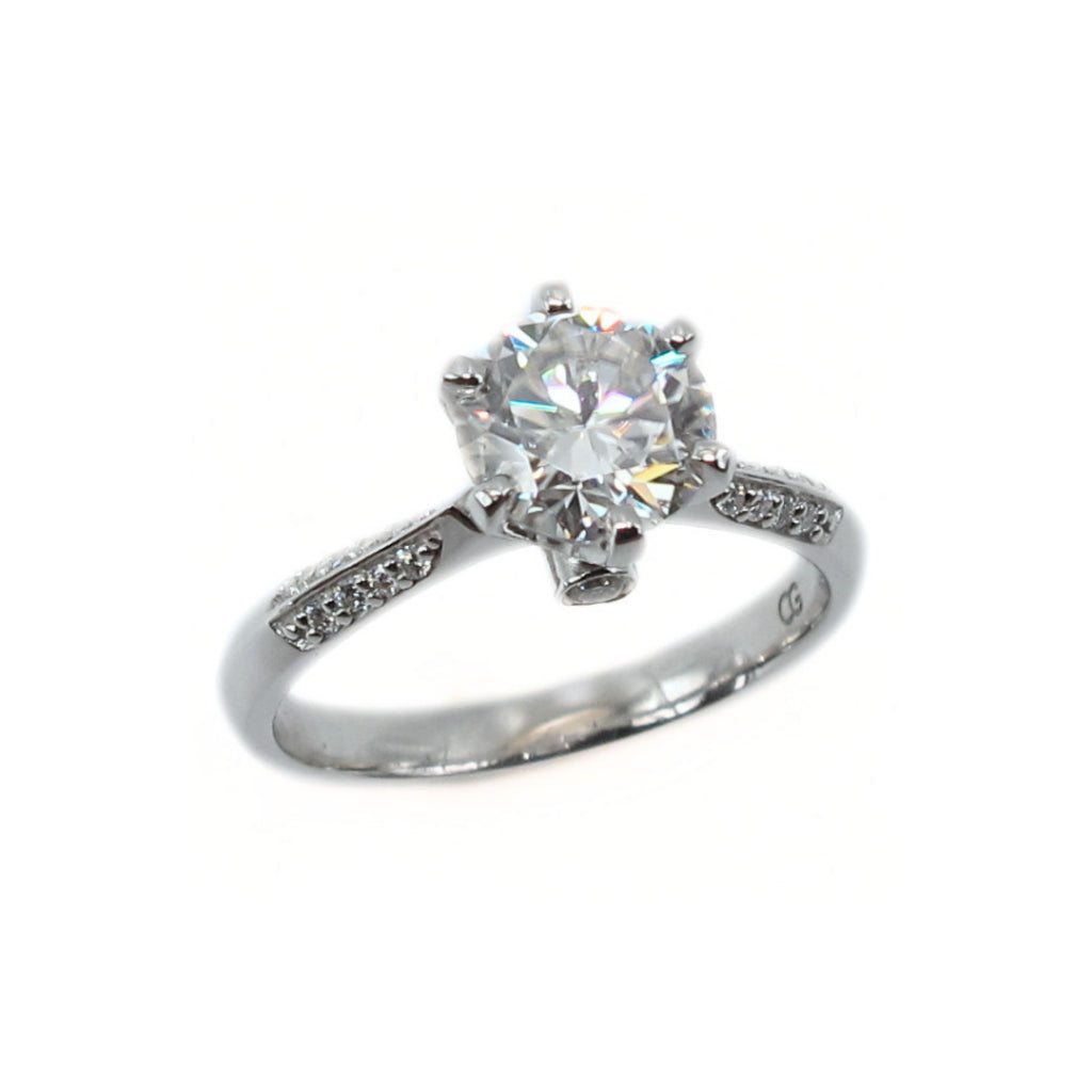 CG | Premium 1 Carat Moissanite Women Wedding Ring | D color VVS grade | Sterling Silver 925