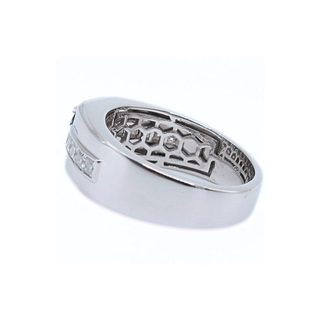 CG | Certified Madagascar Natural Blue Sapphire Men's Ring | D VVS Moissanite Channel Setting