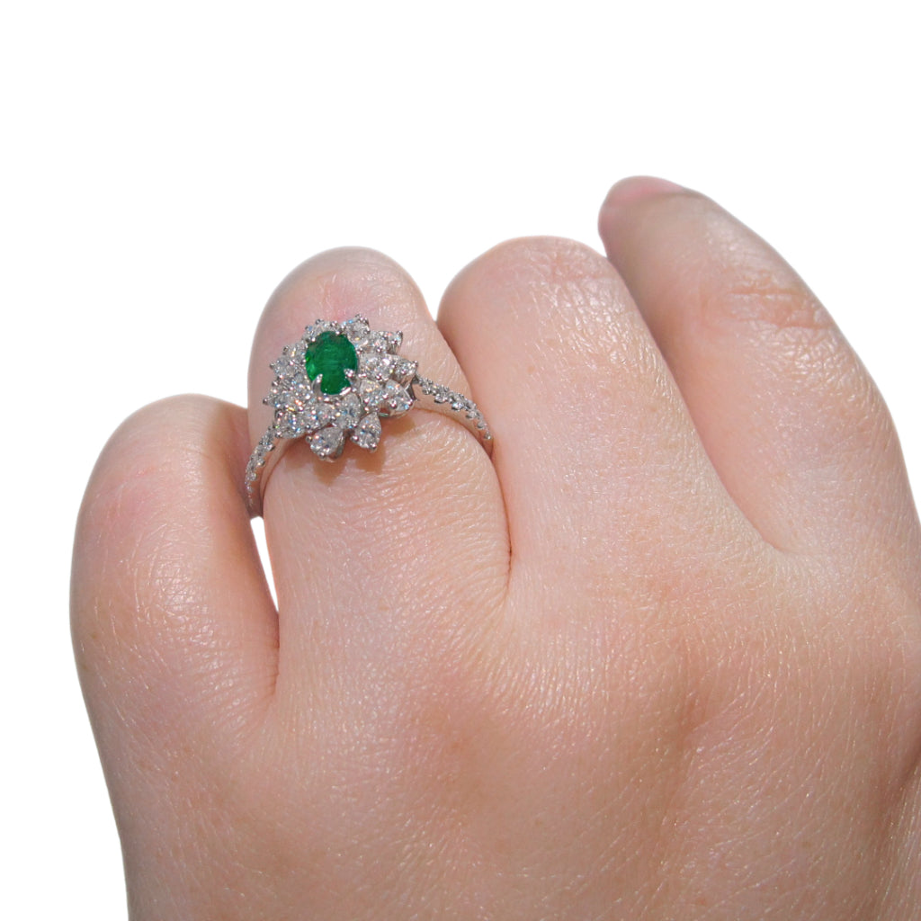 CG  | 2-in-1 Natural Emerald Ring + Pendant for Women  | D VVS Moissanite | Luxury with a Twist