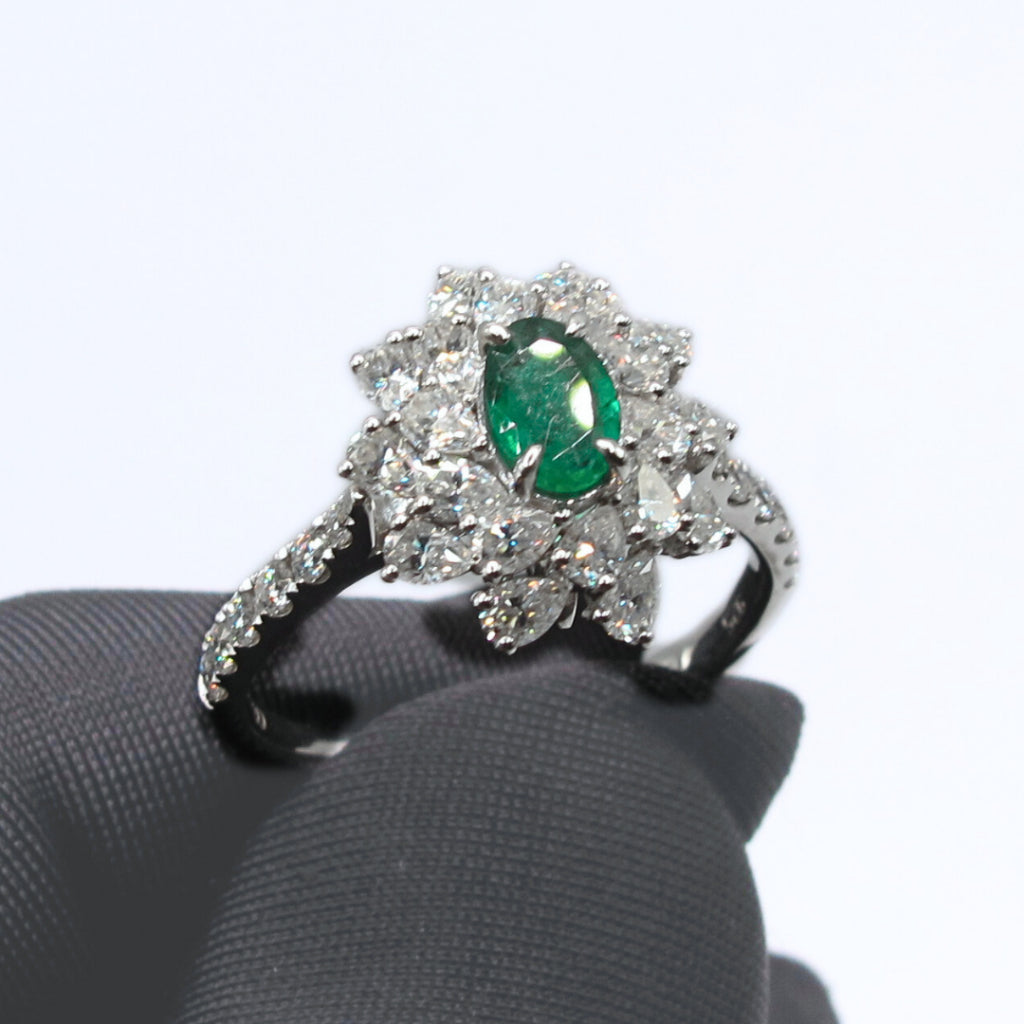 CG  | 2-in-1 Natural Emerald Ring + Pendant for Women  | D VVS Moissanite | Luxury with a Twist
