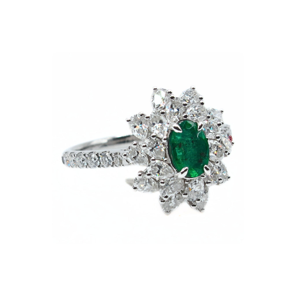 CG  | 2-in-1 Natural Emerald Ring + Pendant for Women  | D VVS Moissanite | Luxury with a Twist