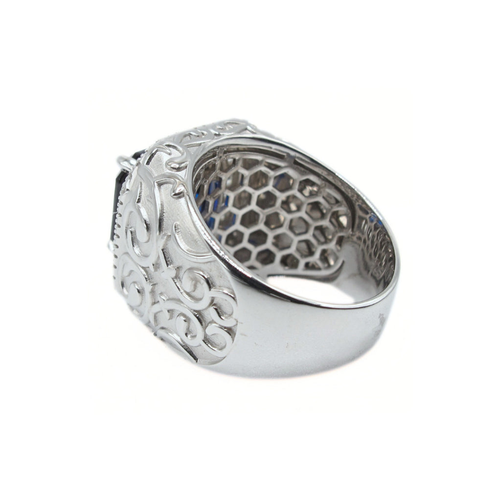 CG Premium Lab Grown Sapphire Men's Ring  | Moissanite | Asscher Cut | 925 Silver Statement Ring