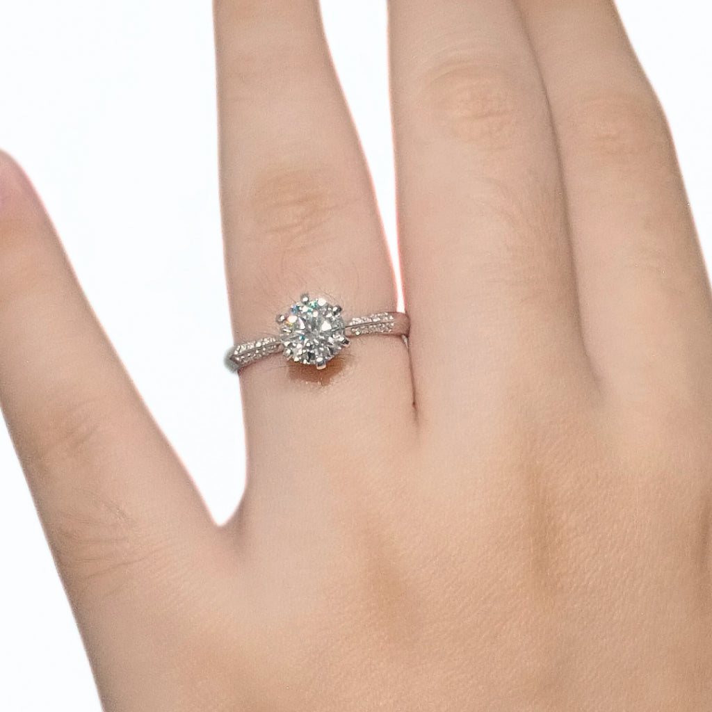 CG | Premium 1 Carat Moissanite Women Wedding Ring | D color VVS grade | Sterling Silver 925
