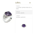 CG | Premium Natural Amethyst Men’s Ring | Asscher Cut 12ct | D VVS Moissanite | Micro Pave Setting
