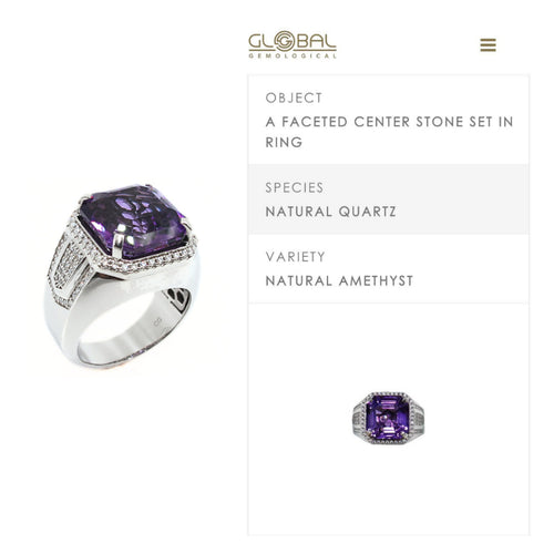 CG Asscher Natural Amethyst Moissanite Ring