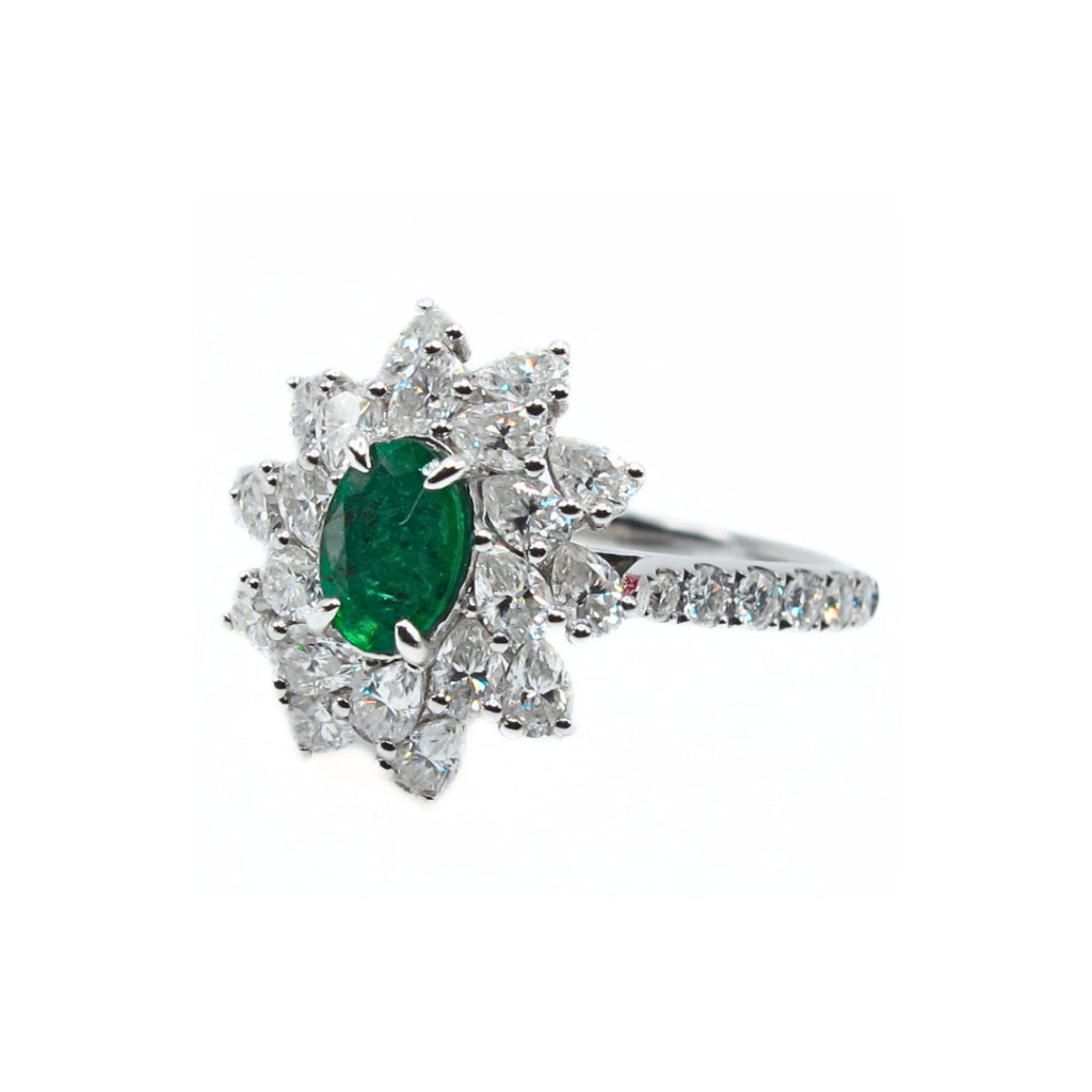 CG  | 2-in-1 Natural Emerald Ring + Pendant for Women  | D VVS Moissanite | Luxury with a Twist