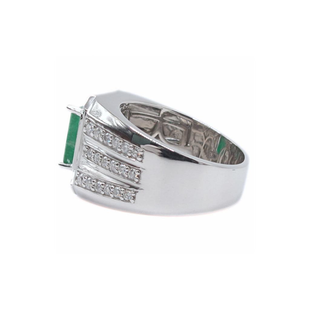 CG |  Certified Natural Emerald Men's Ring | Emerald Cut 2.90ct | VVS D Color Moissanit | Luxury