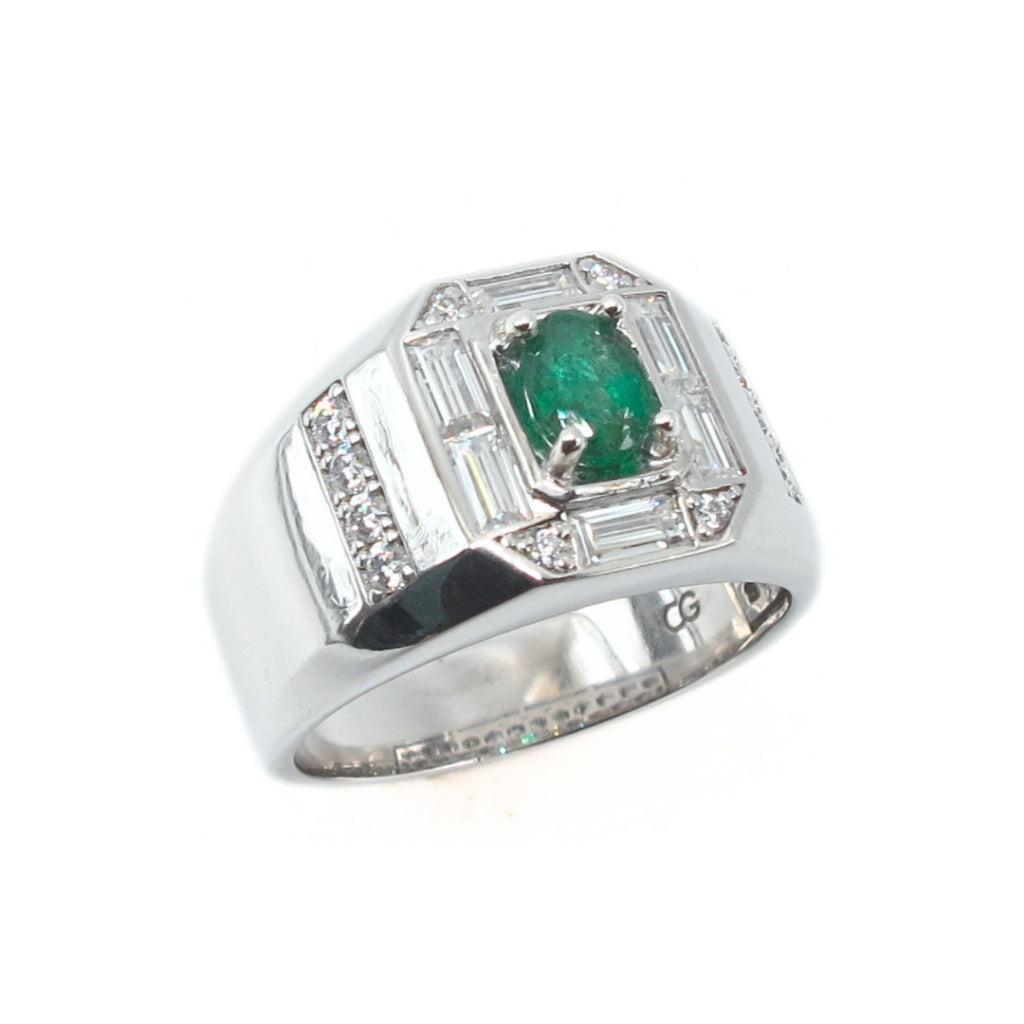 CG | Certifed Natural Emerald Men’s Ring | D VVS Moissanite | Bold. Luxurious. Unforgettable.