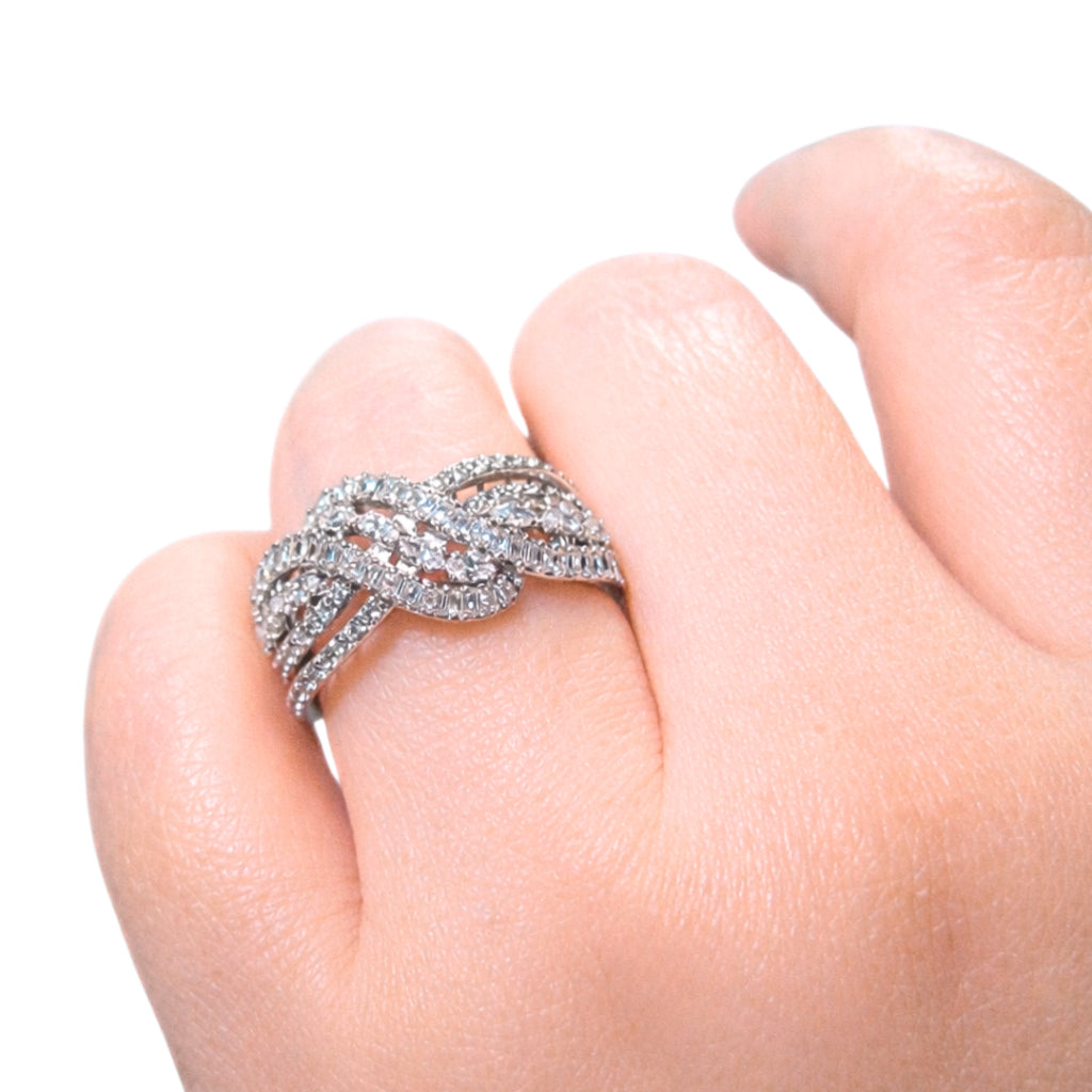 CG Premium Cubic Zirconia Multi-Row Fashion Engagement Silver Ring