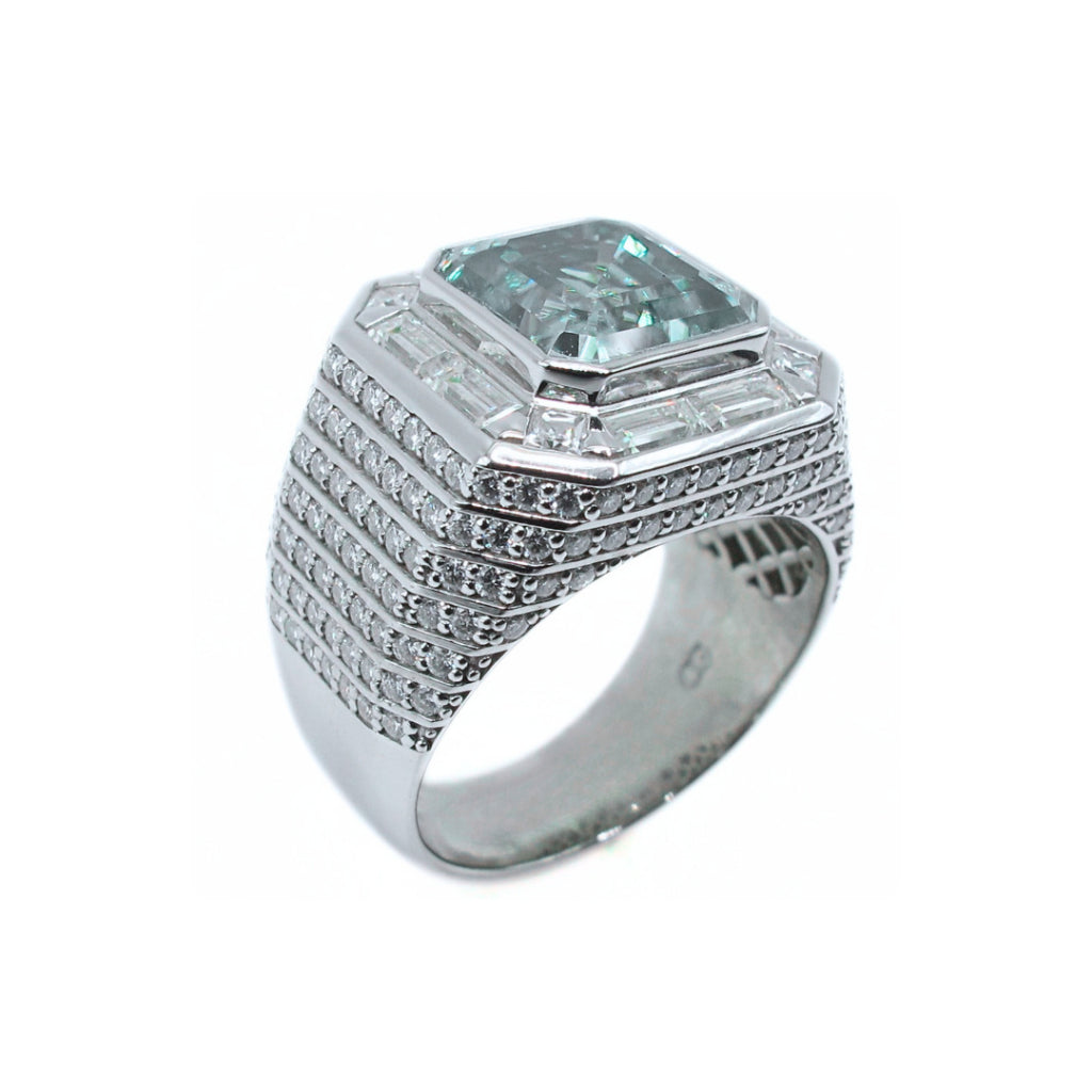 CG | Premium Asscher Cut Moissanite 5 carat Men’s Ring | VVS Grade | Luxury Micro Pavé Setting