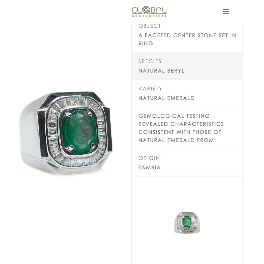CG | Certified Natural Emerald Men's Ring | Oval Cut 1.41ct | Moissanite VVS D Color | Luxury Silver