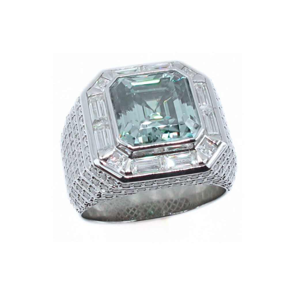 CG | Premium Asscher Cut Moissanite 5 carat Men’s Ring | VVS Grade | Luxury Micro Pavé Setting