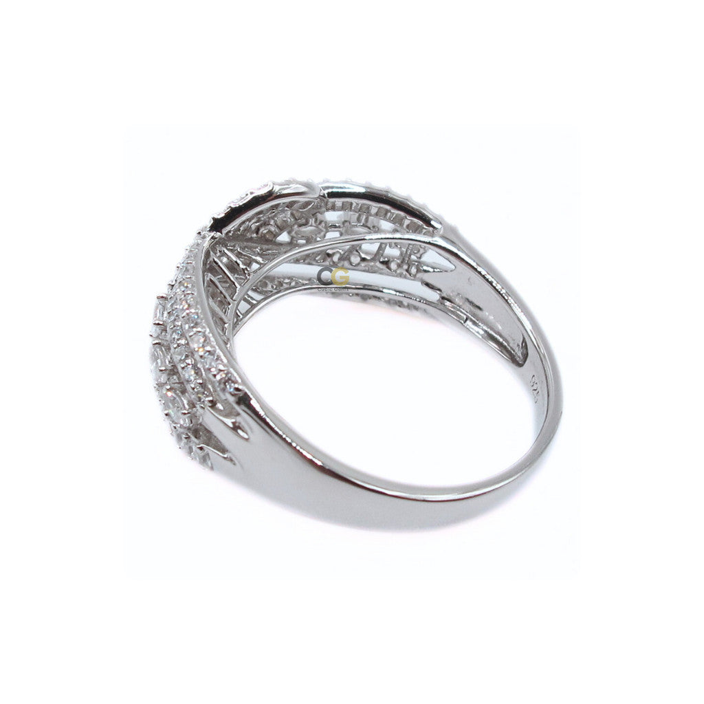 CG Premium Cubic Zirconia Multi-Row Fashion Engagement Silver Ring